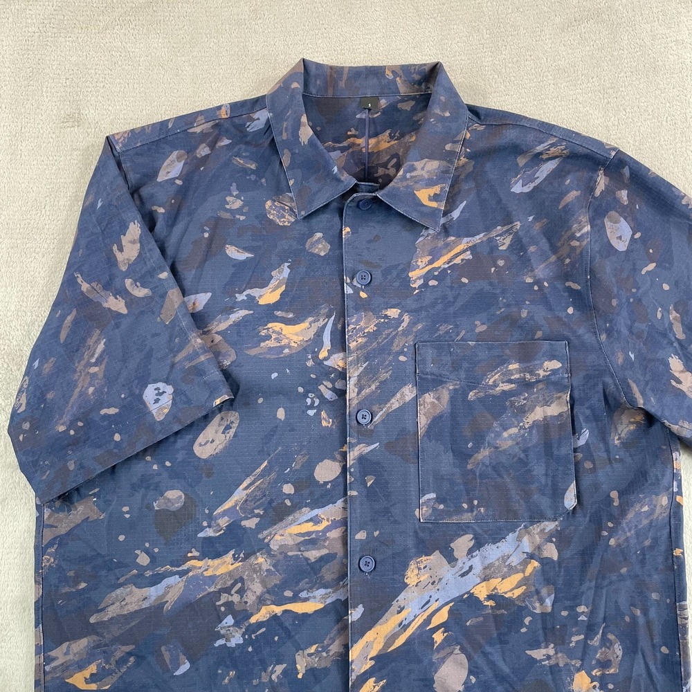 Lululemon Airing Easy Shirt Men Small Multi Paint Splatter Abstract Wicking SS